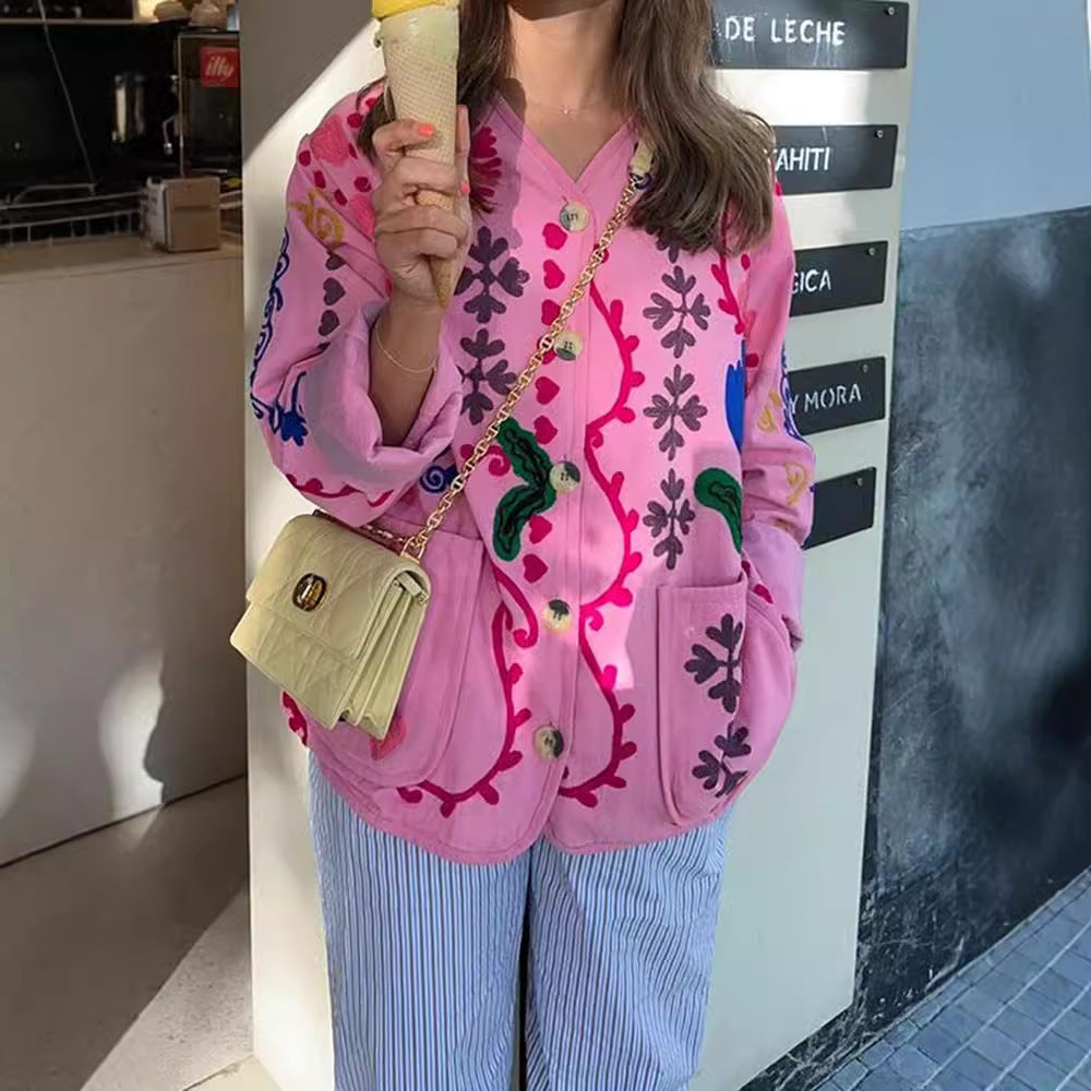 Fashion Individual Casual Style Flower Jacket For Women