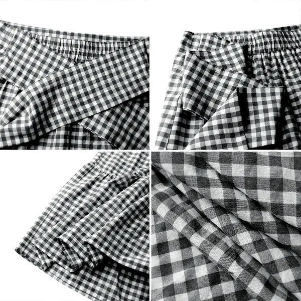 Ruffled Hem Strappy Pleated Casual Loose Skirt