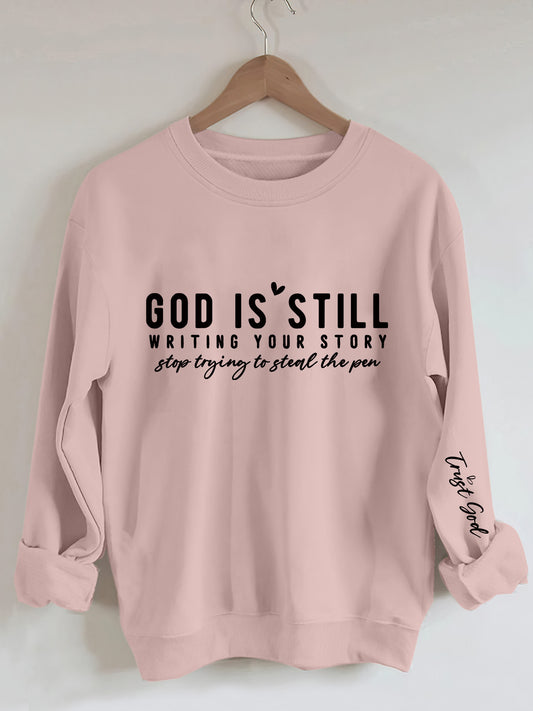 Vibrerende sweatshirt med bogstavprint og rund hals Blød