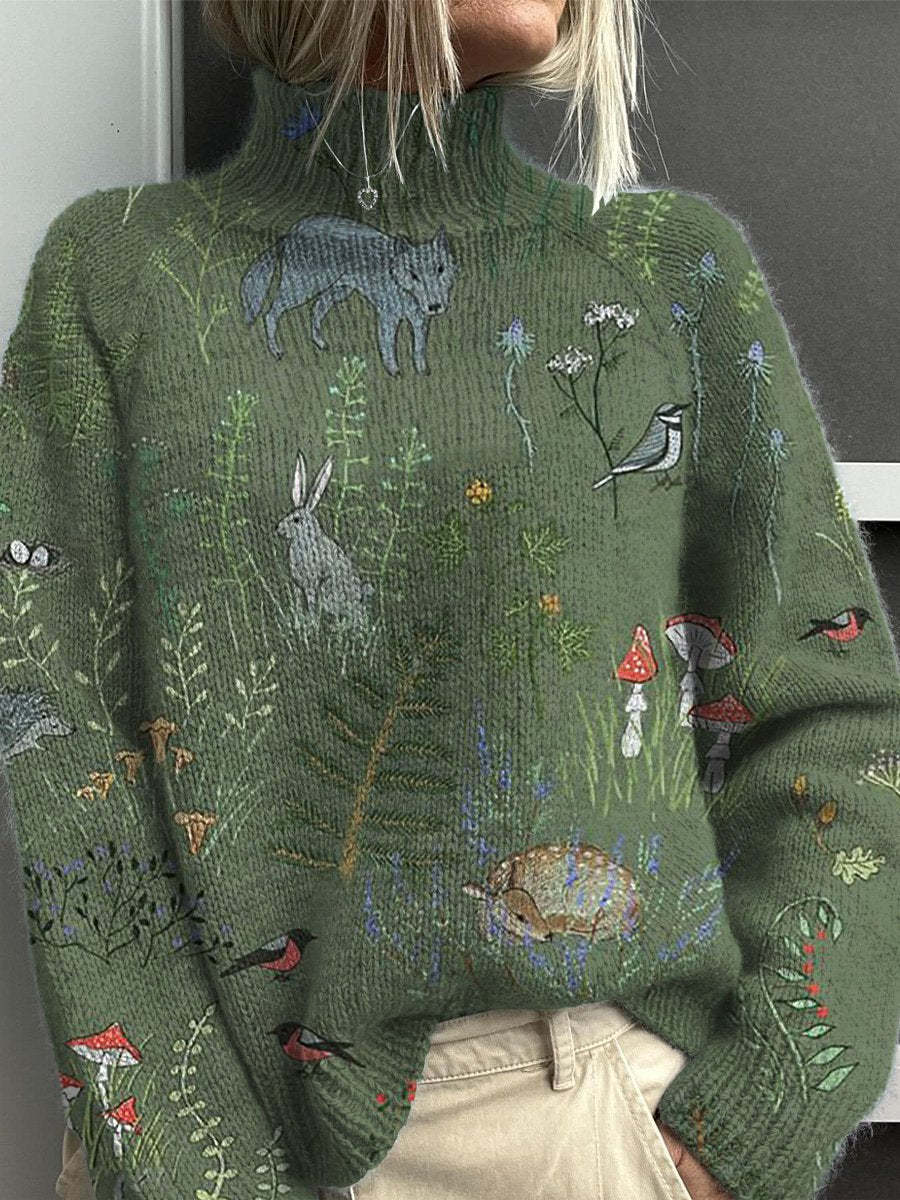 Dame enkel printet afslappet frakke cardigan sweater