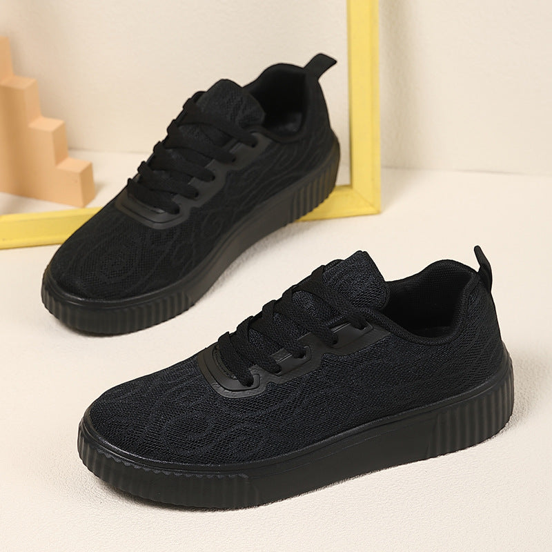 White Shoes Jacquard Hollow-out Platform Board Shoes Summer Versatile Sports Leisure Plus Size