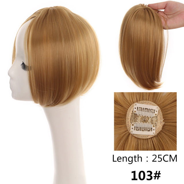 Women's Head Hair Replacement Center-parted Wig Air Side Bangs Two-card Straight Hair