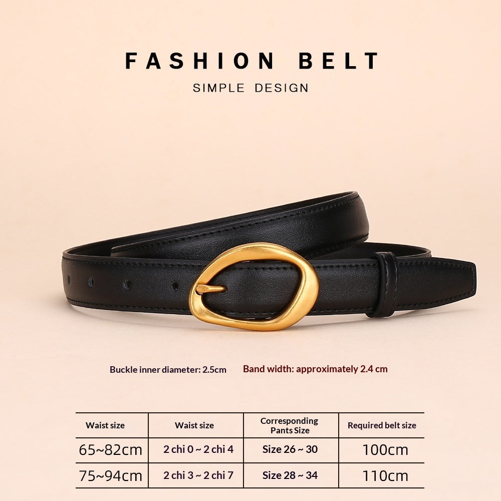 Womens Niche Design Cowhide Fashionable All-Match Belt