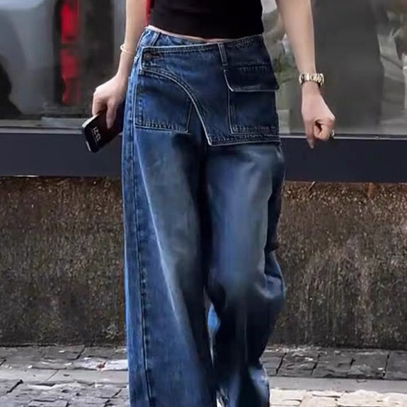 High-waisted Designer-style Faux Two-piece Wide-leg Pants
