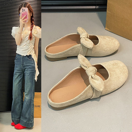 Plus Size Women's Shoes Bow Toe Half Slippers