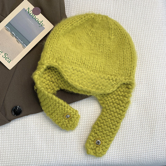 Hand-knit Plush Toe And Ear Protection Beanie