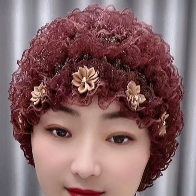 Four Seasons Little Flower Toque Cover Gray Hair Cap Lace
