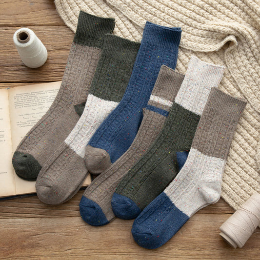 Tube Socks Retro Mori Style Color Matching Thick Thread Wool