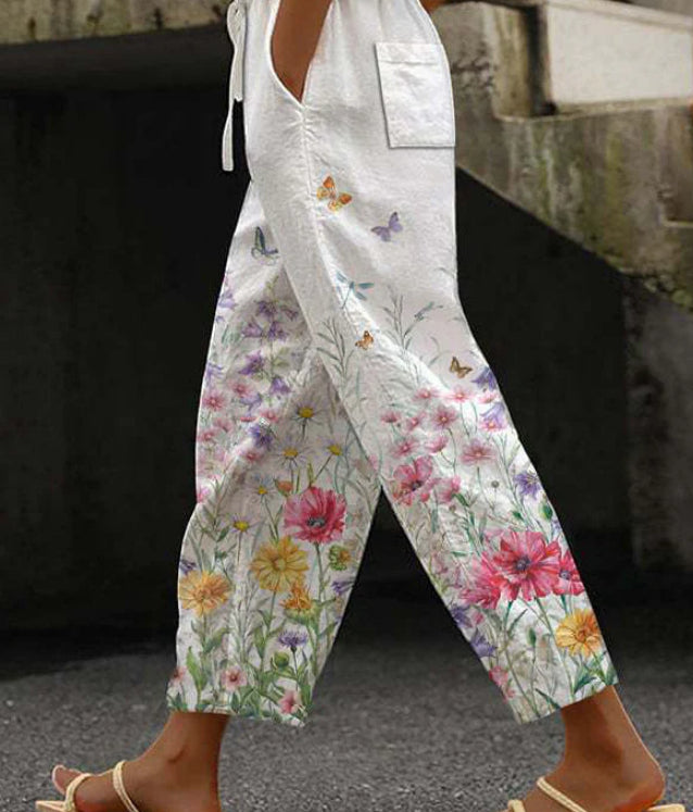 Linglong Hemp Drawstring Pants With A Casual Temperament