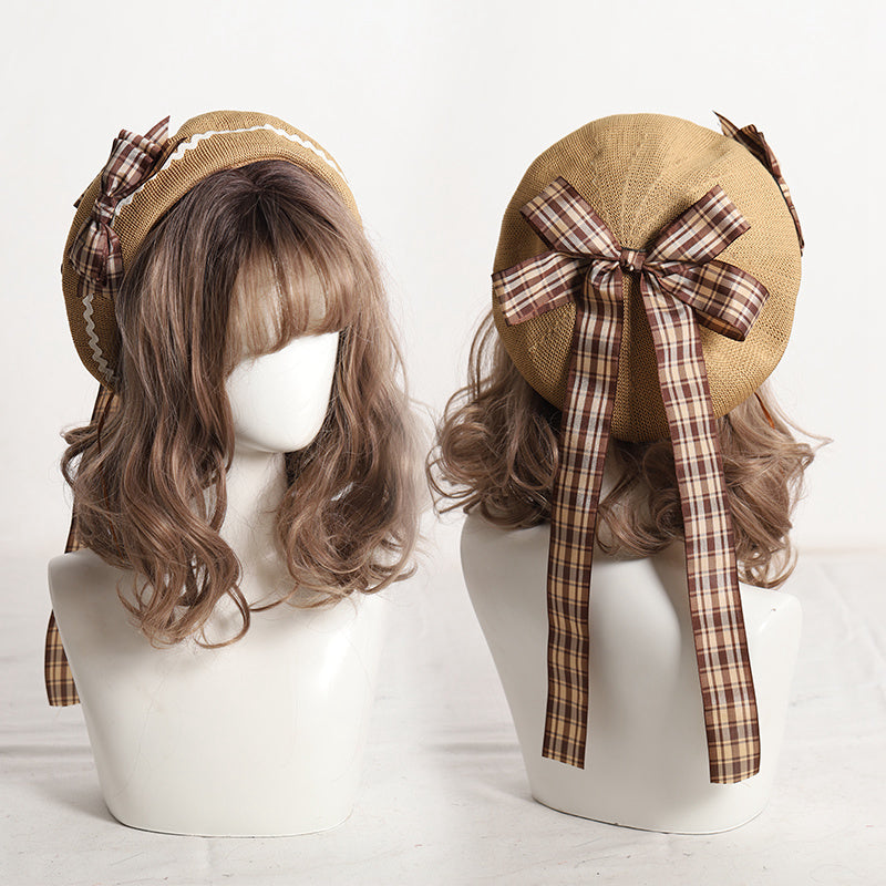 Women's Fashion Simple Bow Plaid Hat