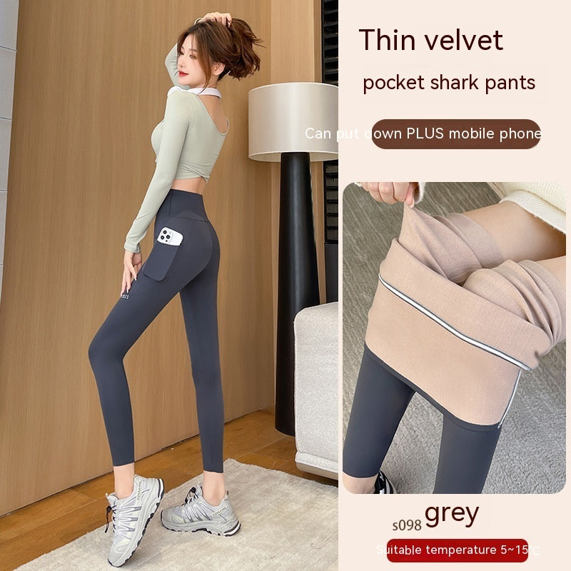 Fall High Waist Hip Lifting And Belly Contracting Yoga Barbie Bodybuilding Pocket Leggings