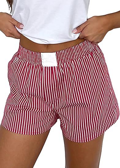 Mode løse komfortable stribede shorts med lommer til kvinder