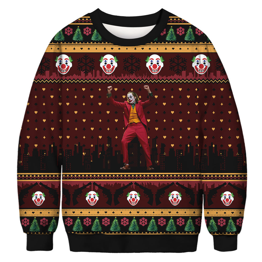 Digital Printing Women's Casual Tide Brand Round Neck Sweater Autumn Couple Pullover