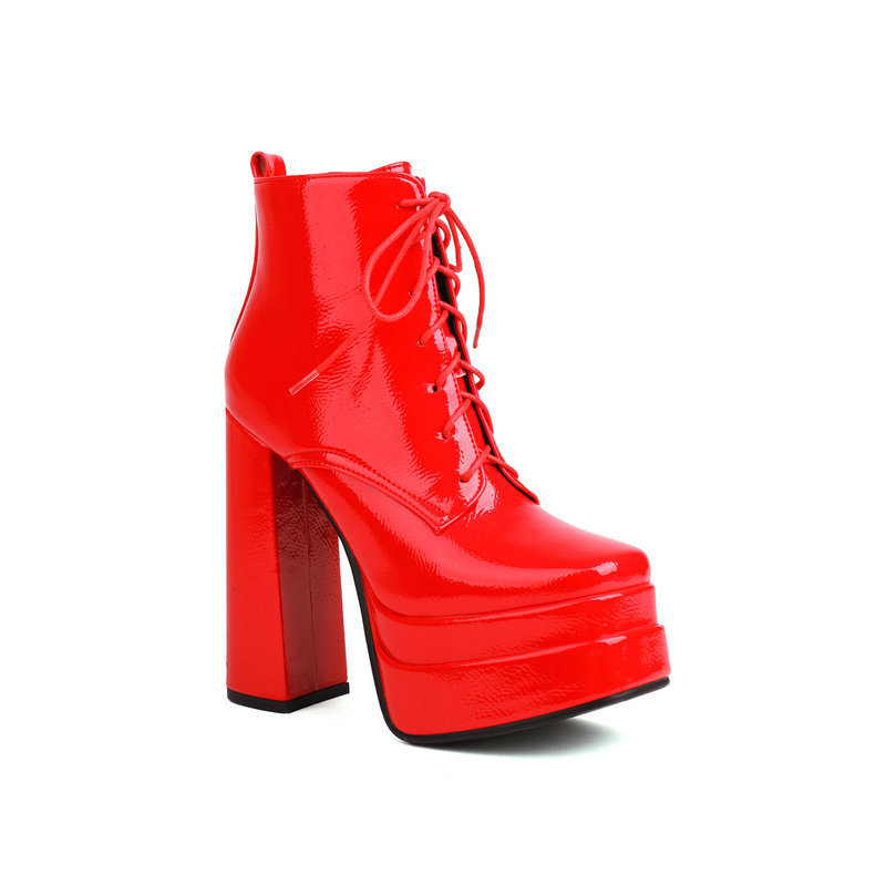 Chunky-heeled Ultra-high Heel Ankle Boots Casual Lace-up British-style Dr Martens With A Thick Sole And Waterproof Design