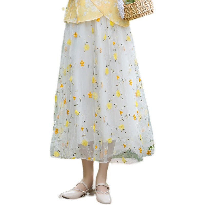 New Small Floral High Waist Skirt Retro Chinese Style Dress
