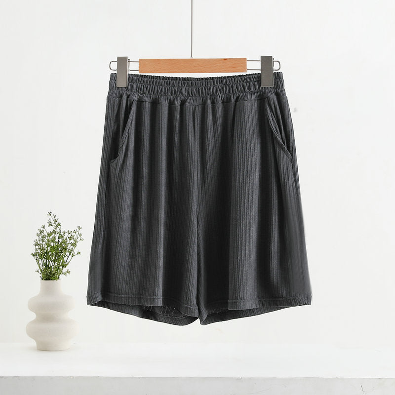 Pocket Shorts For Women, Summer Outerwear, High-waisted, Vertical Stripe Jacquard