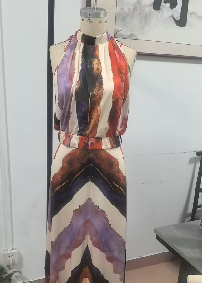 Sleeveless Wrap-Style Decorative Single-Breasted Lapel Dress Set