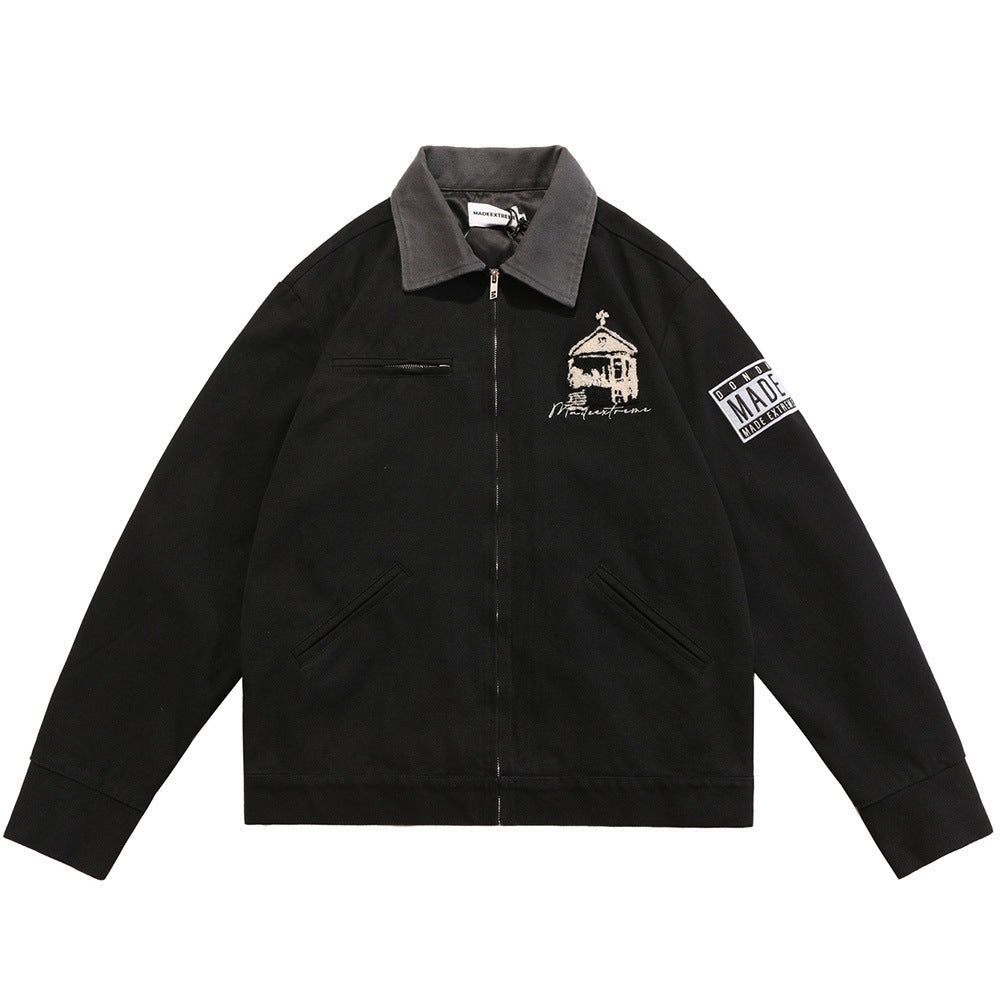 Dark Cross Lapel Jacket Men's Loose