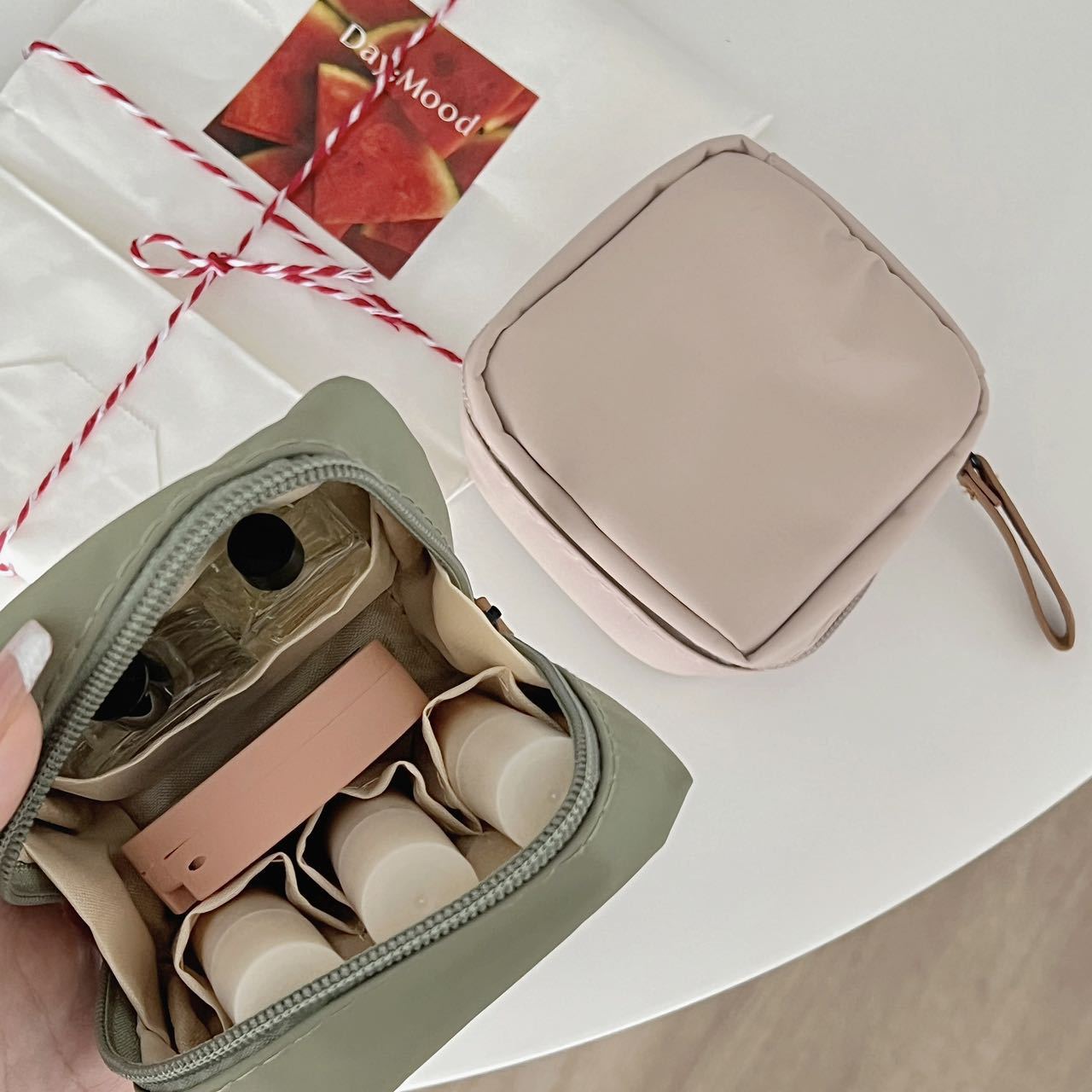 Mini Lipstick Minority Simple Japanese Solid Color Nylon Storage Bag