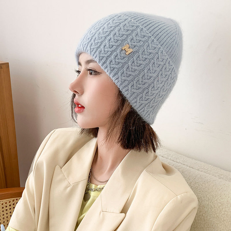 Women's Knitted Outdoor Warm Wool Hat In Autumn And Winter