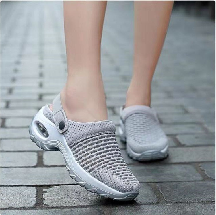 Baotou Sandals And Slippers Women Wear Thick-soled No Heels In Summer Fashion Foreign Trade Plus Size Holiday Beach Sandals