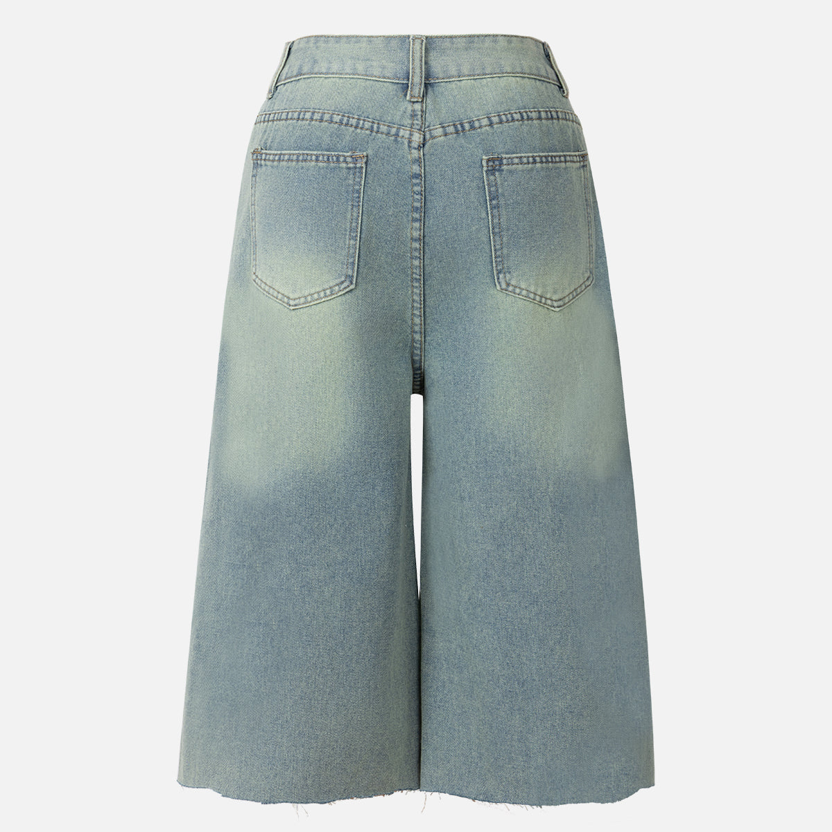 Chic Distressed Denim Loose-fitting Cropped Pants