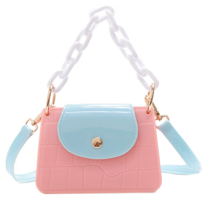 Macaron Contrast Color Jelly Bag Shoulder Messenger Bag Fashionable Mini Square Bag