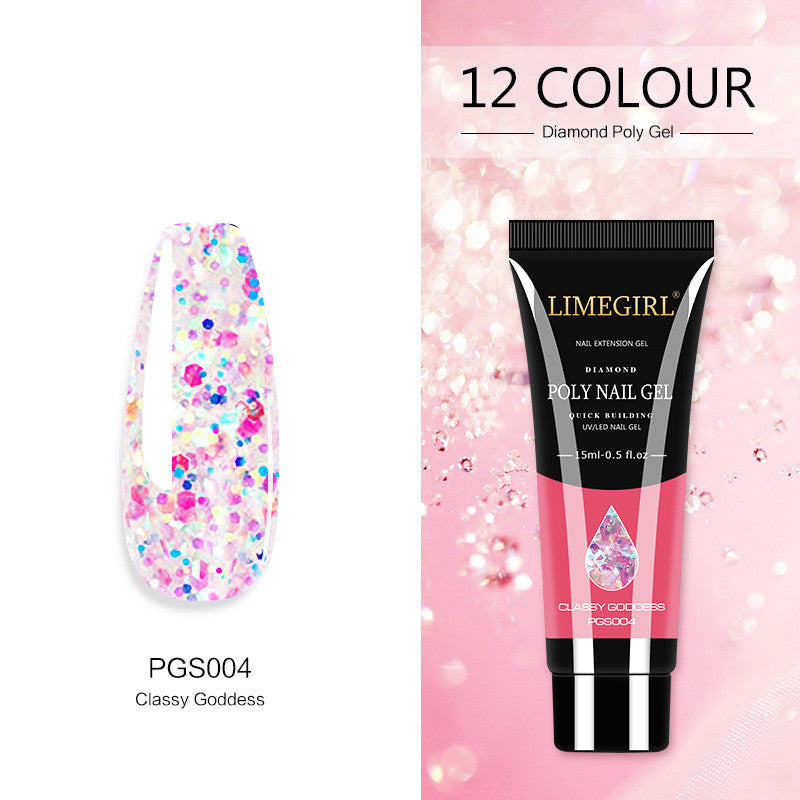 12 Color Nail Art Glitter Powder Extension Gel Nail Art Sequin Extension Gel Painless