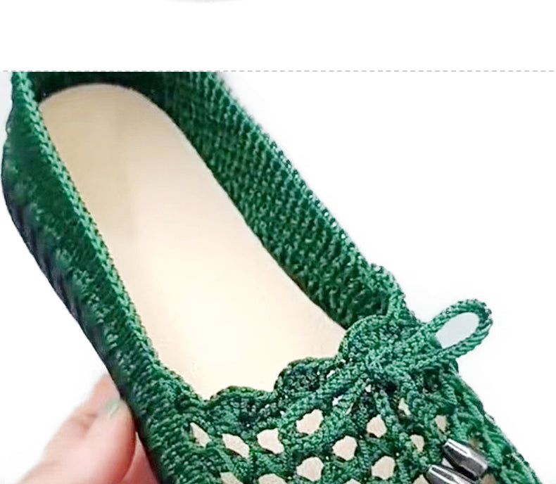 Handwoven Summer Cool Hollow Thread Water Grass Flower Bean Shoes
