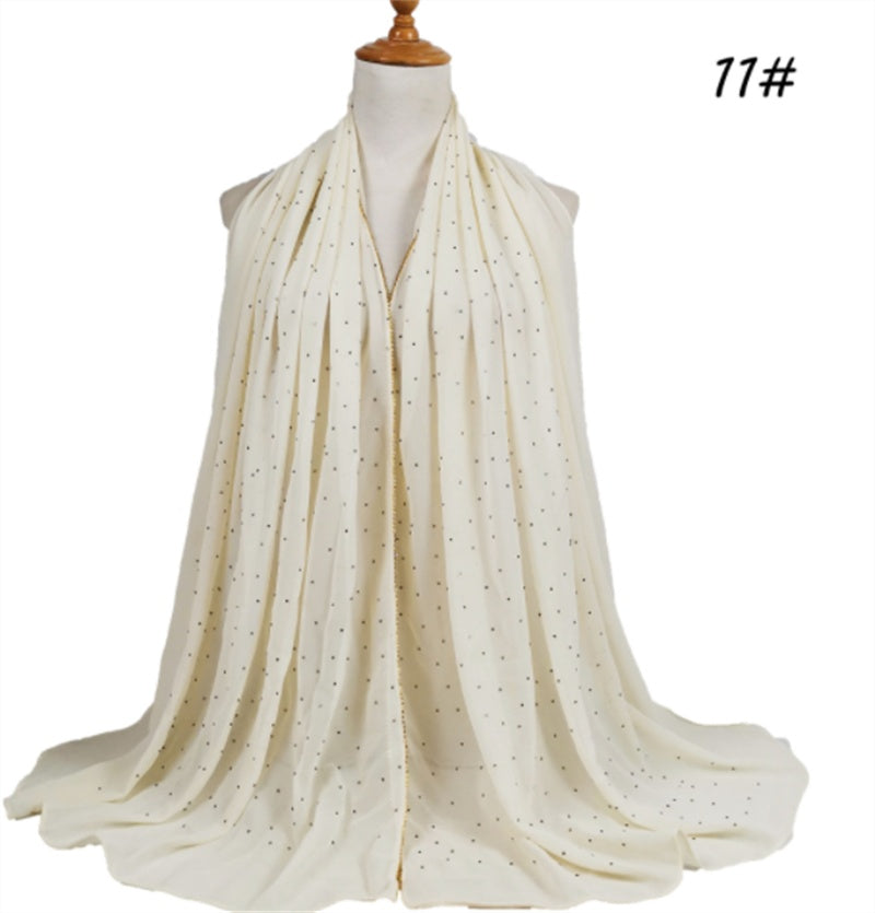Summer Chiffon 70X180cm Pearl Beaded Scarf