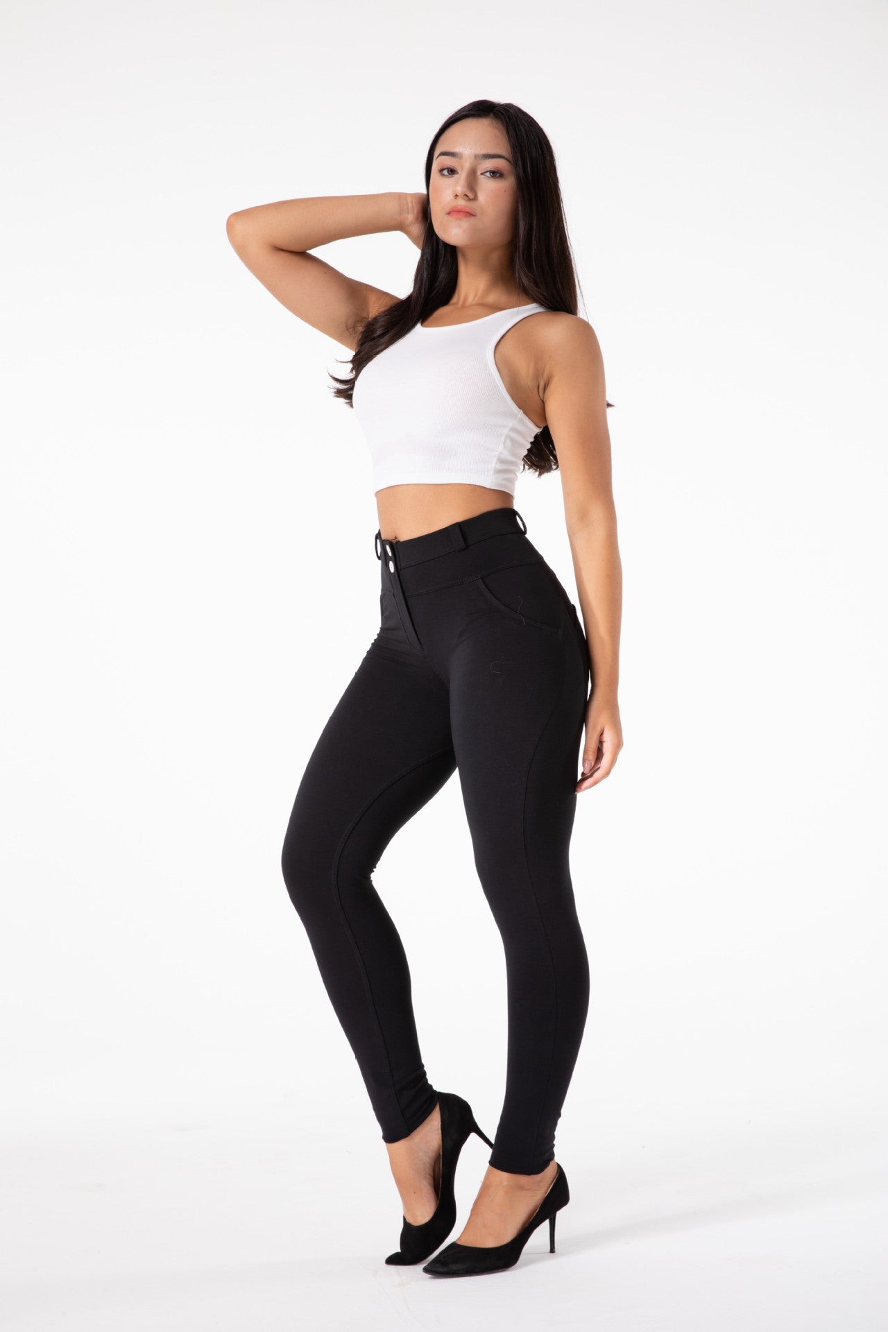 Black Mid Rise Tight Fitting Hip Dance Pants