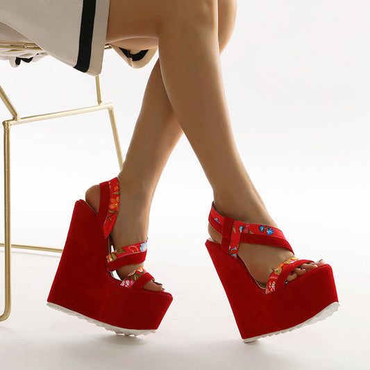 Women's Shoes Color Matching High-heeled Sandals Foreign Trade