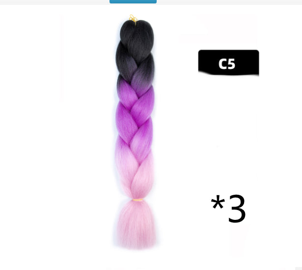 Color Big Braid African Chemical Fiber High Temperature Silk Wig Gradient