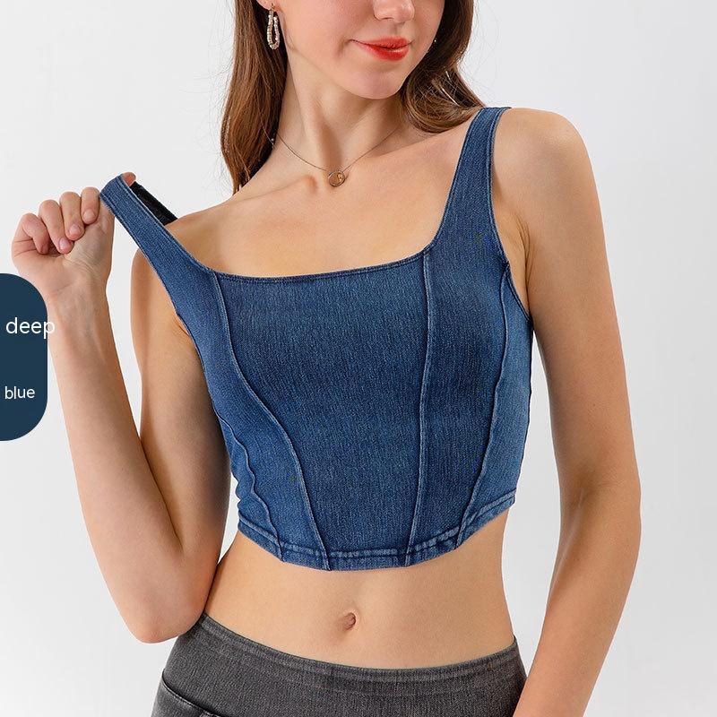 Denim Yoga Sports U-shaped Stretch Vest