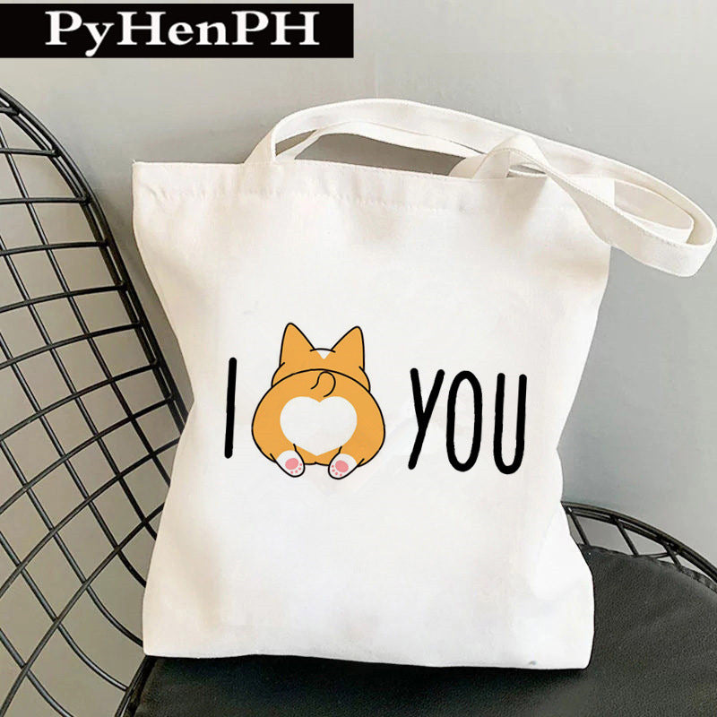 Canvas Tote Milk Tea Printing Shoulder Portable Canvas Bag