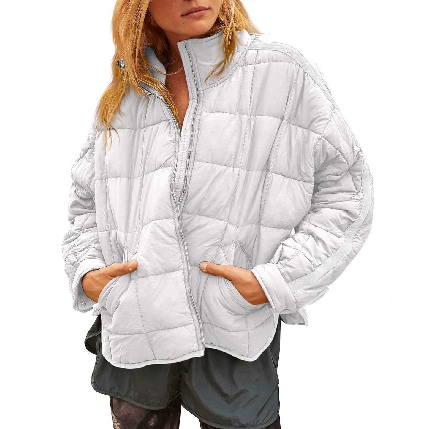 Women's Solid Color Zipper Casual Button Coat