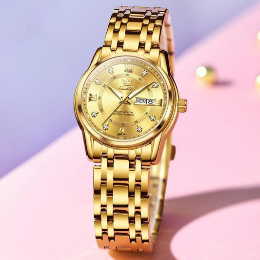 Roman Scale Fashion Calendar Quartz Watch Waterproof Ladies