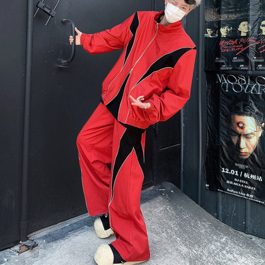 Reflective Color Matching Sports And Leisure Padded Shoulder Suit