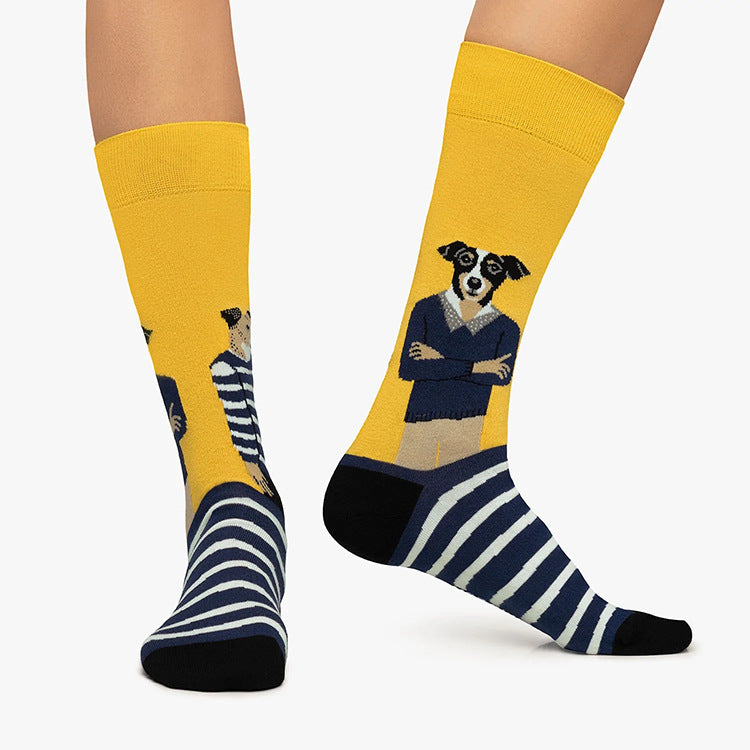 Creative Cartoon Dog Animal Trendy Jacquard Cotton Socks