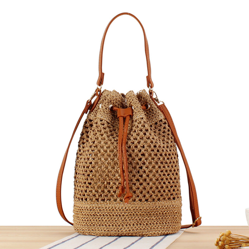 Simple Fashion All-match Handbag Bucket Woven Bag