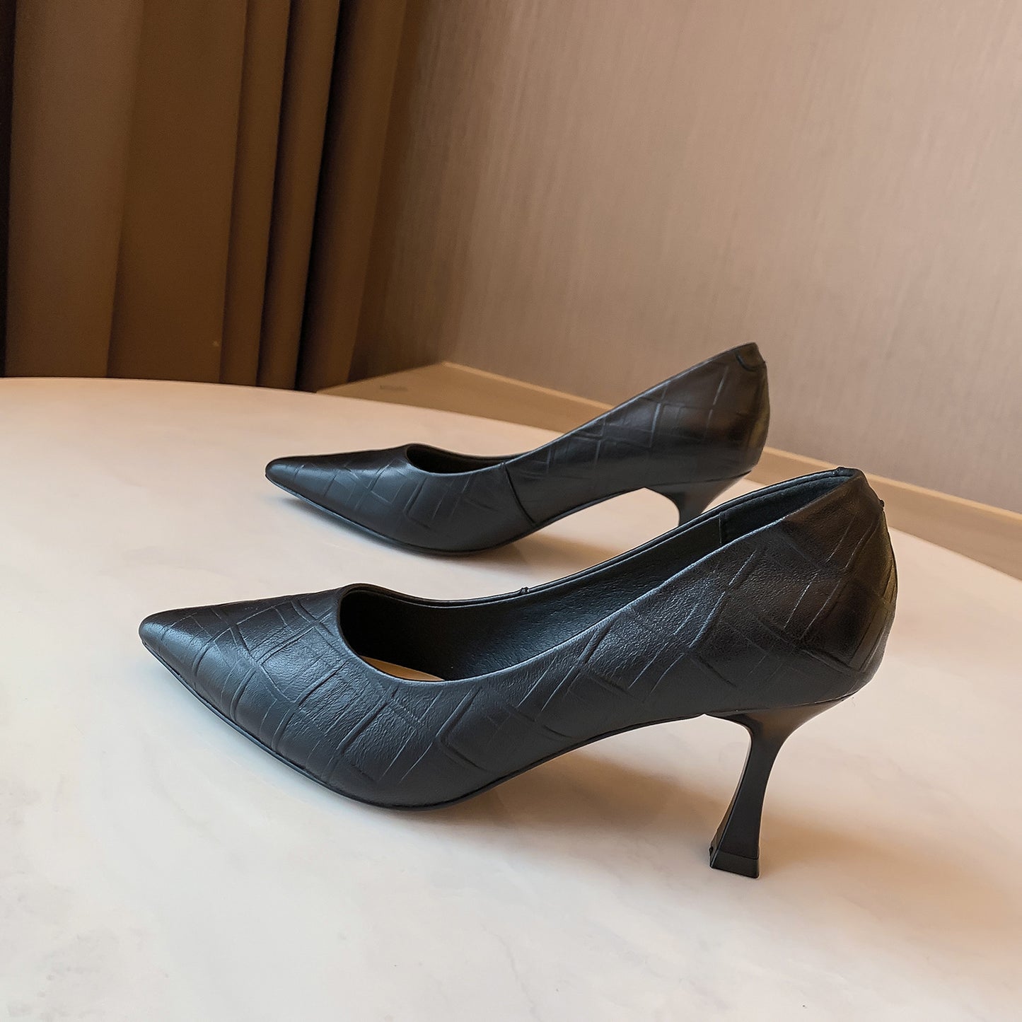 Pointed High Heels Women's Head Layer Sheepskin