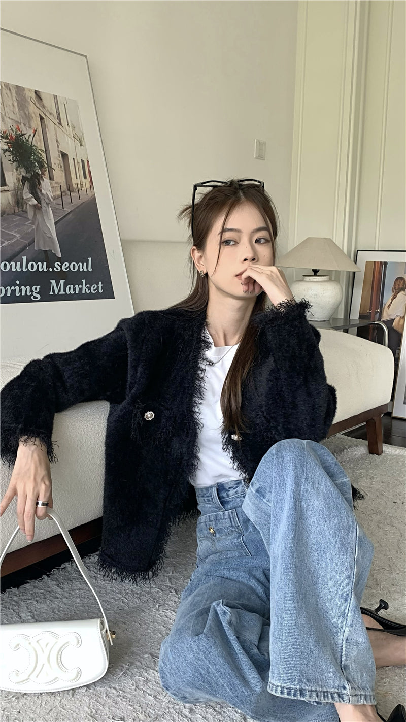 Long Sleeved Sweater Women's Soft Glutinous Design Sense Is Small