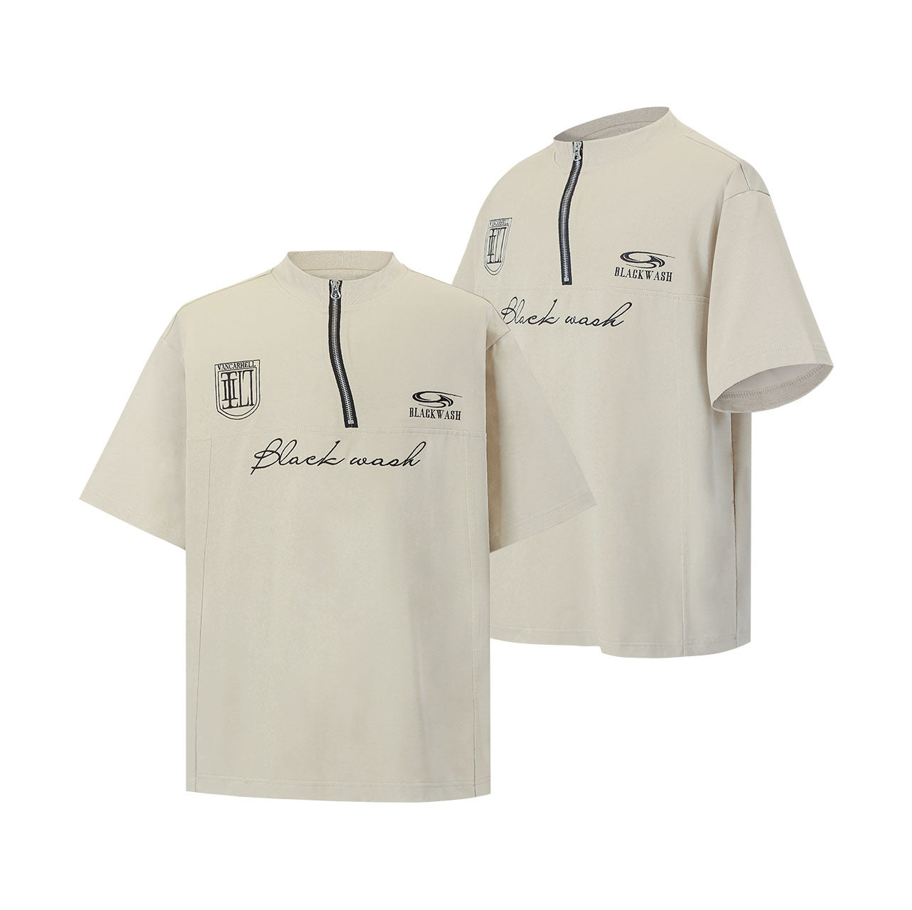 Sommer Uregelmæssigt Lynlåsdesign Stof Kortærmet T-shirt