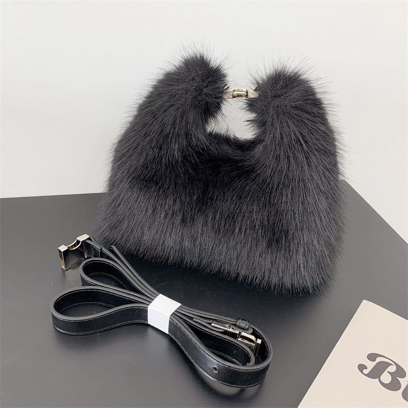 Autumn And Winter New Imitation Fox Fur Hand Holding Dinner Bag