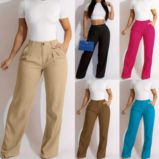 Women's High-waisted Straight-leg Loose-fit Versatile Casual Pants