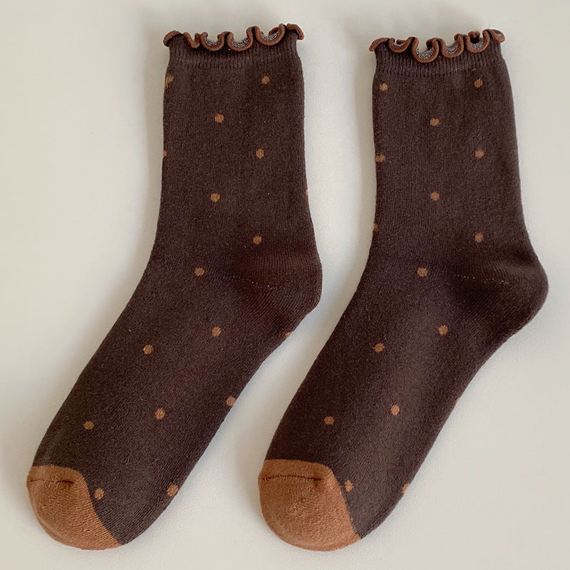 Retro Japanese Cute Polka Dot Thickened Cotton Socks
