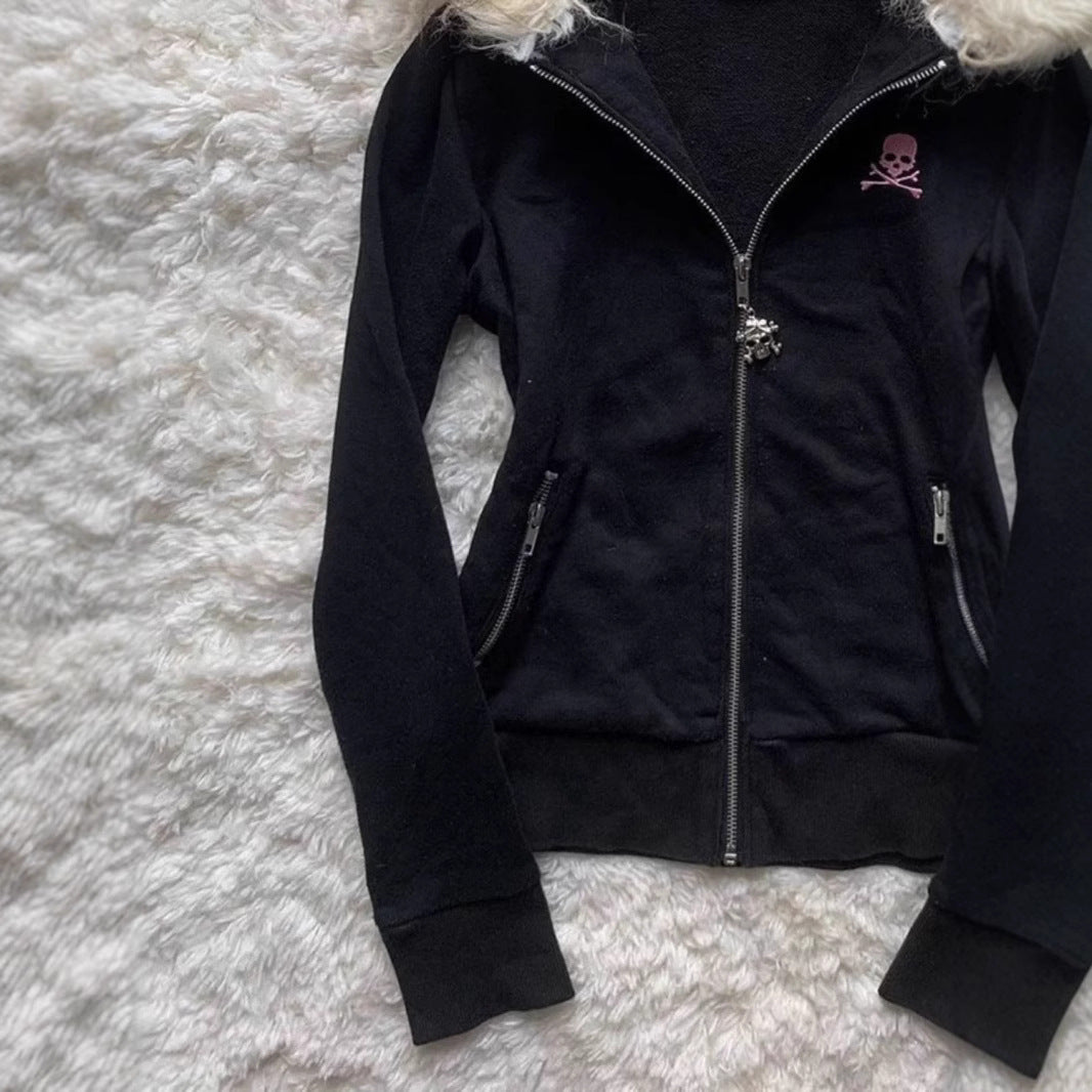 Løs gotisk hoodie med kranie til kvinder