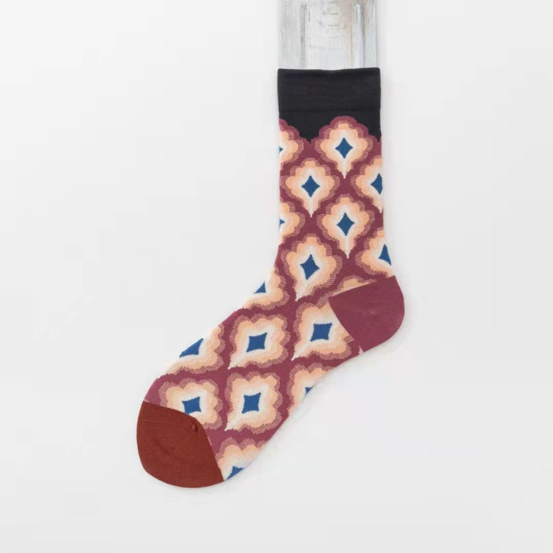Trendy Mid-calf Length Socks Preppy Style Stockings Artistic Illustration Socks