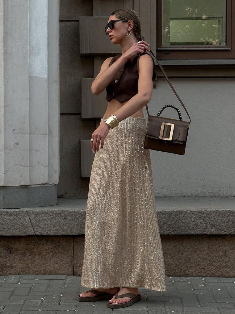 Women's Fashion Casual Simple Sequined Skirt