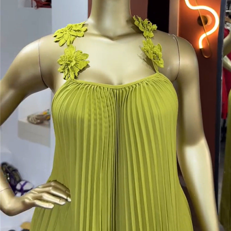 Sweet And Fresh Strapless Backless Pleated Maxi Dress